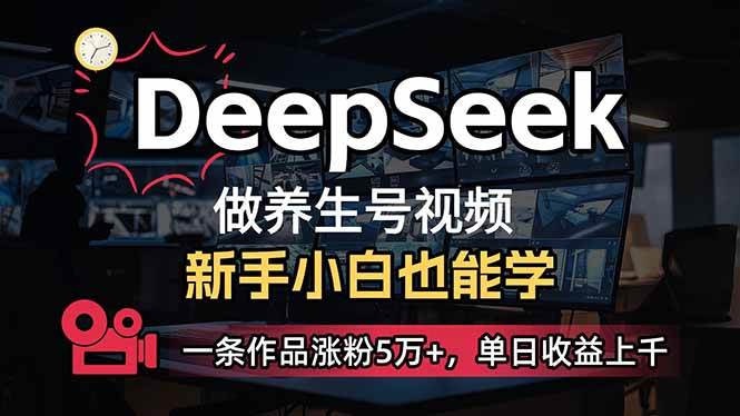 （14270期）小白用DeepSeek做养生号，一条作品涨粉5万+，单日收益上千-甄选网创