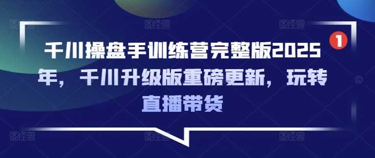 千川操盘手训练营完整版2025年，千川升级版重磅更新，玩转直播带货-甄选网创