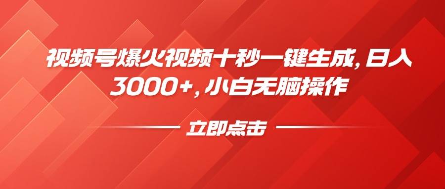 （14415期）视频号爆火视频十秒一键生成，日入3000+，小白无脑操作-甄选网创