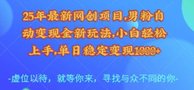 25年最新网创项目，男粉自动变现全新玩法，小白轻松上手，单日稳定变现多张【揭秘】-甄选网创
