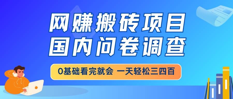 （14578期）网赚搬砖项目，国内问卷调查，0基础看完就会 一天轻松三四百，靠谱副业…-甄选网创