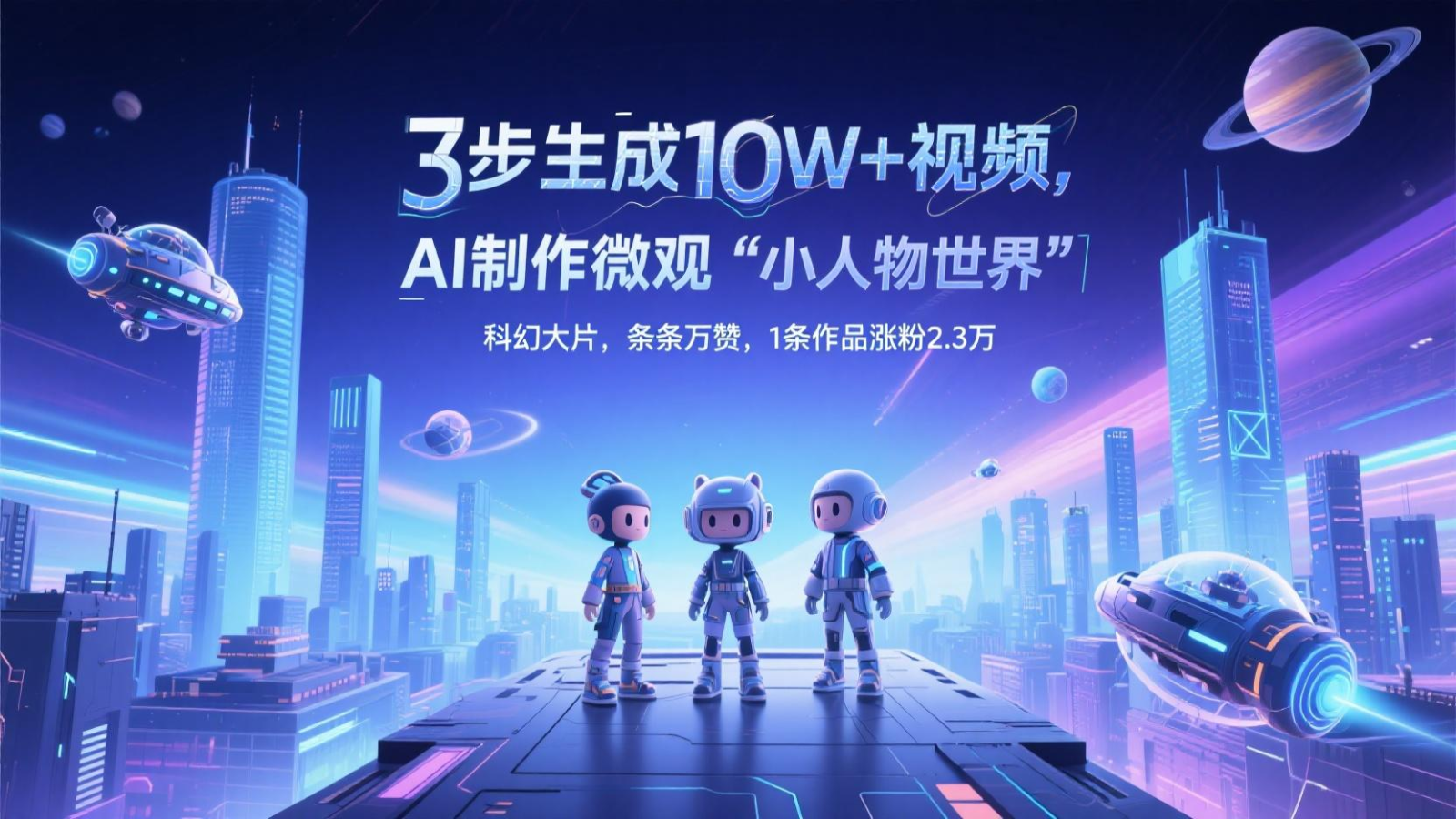 三步生成10W+视频，AI制作微观“小人物世界”科幻大片，条条万赞，1条作品涨粉2.3万-甄选网创