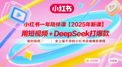 小红书一年陪伴课【2025年新课】，用短视频+deepSeek打爆款，史上最干货的小红书店铺爆款课程-甄选网创