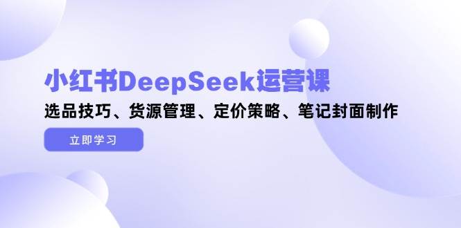 （14748期）小红书DeepSeek运营课，选品技巧、货源管理、定价策略、笔记封面制作-甄选网创