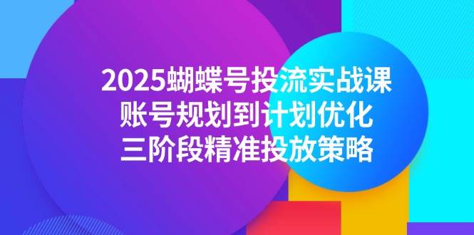 （14987期）2025蝴蝶号投流实战课，账号规划到计划优化，三阶段精准投放策略-甄选网创