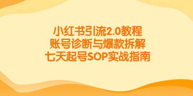 （14981期）小红书引流2.0教程，账号诊断与爆款拆解，七天起号SOP实战指南-甄选网创