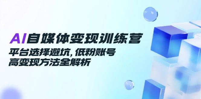 （14966期）AI自媒体变现训练营，平台选择避坑，低粉账号高变现方法全解析-甄选网创
