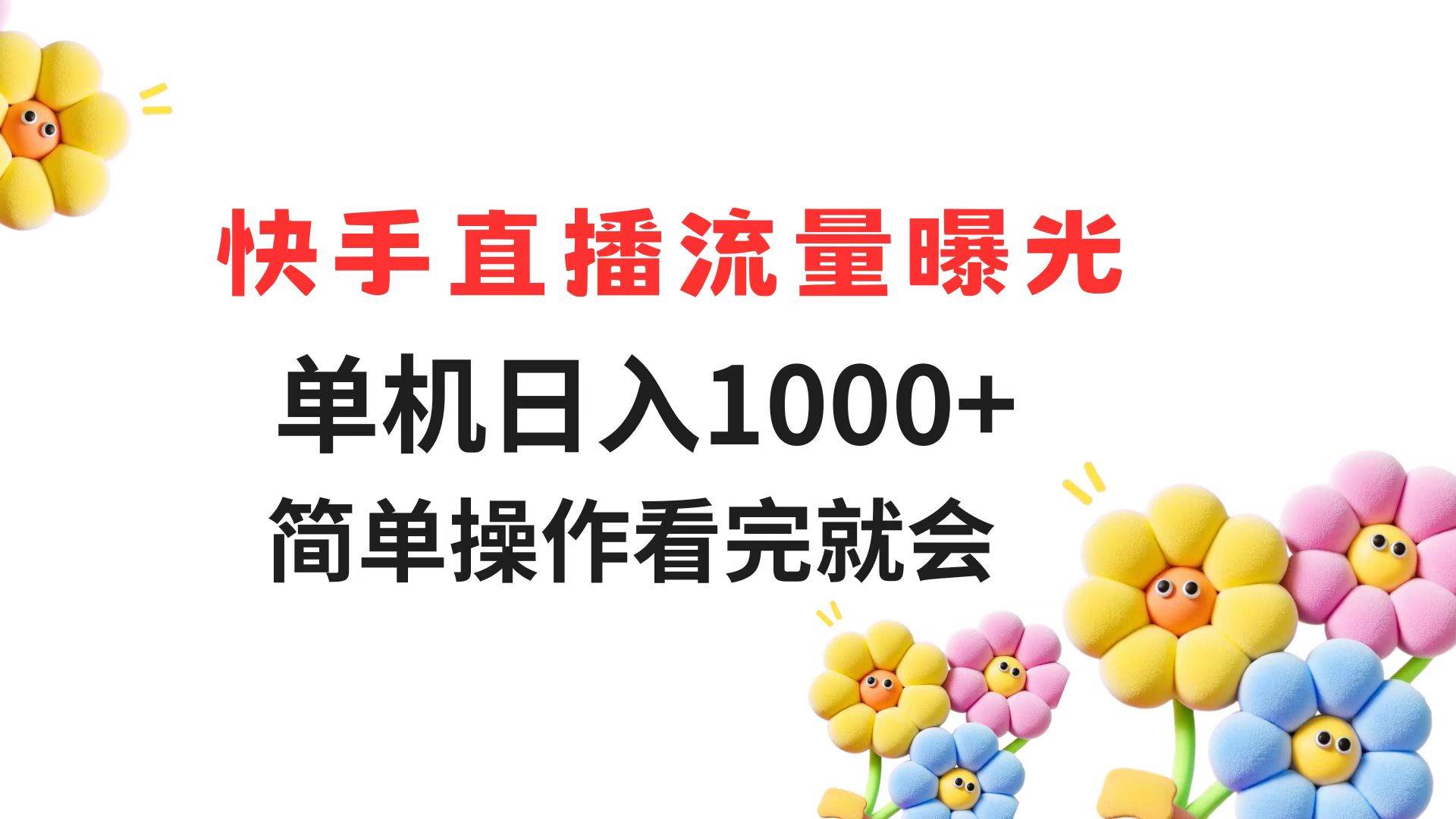（14931期）快手直播流量曝光 单机日入1000+ 简单操作 看完就会-甄选网创