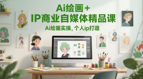 Ai绘画+IP商业自媒体精品课，Ai绘画实操，个人ip打造-甄选网创
