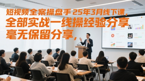 短视频全案操盘手25年3月线下课，全部实战一线操盘手经验分享，毫无保留分享，全是干货-甄选网创
