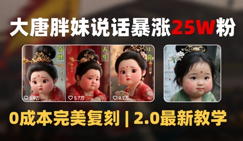 AI大唐胖贵妃说话2.0，40条视频暴涨40w粉，附独家变现攻略-甄选网创