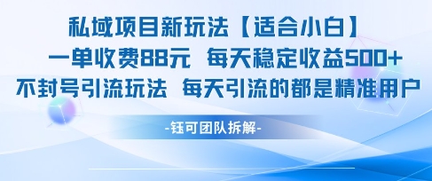 私域项目新玩法【适合小白】 一单收费88.每天稳定收益几张-甄选网创