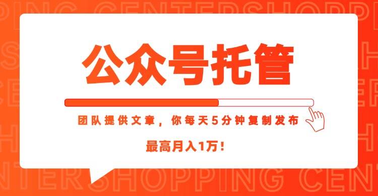 （15109期）【公众号托管 】我提供文章，你每天５分钟复制发布，最高月入1W-甄选网创