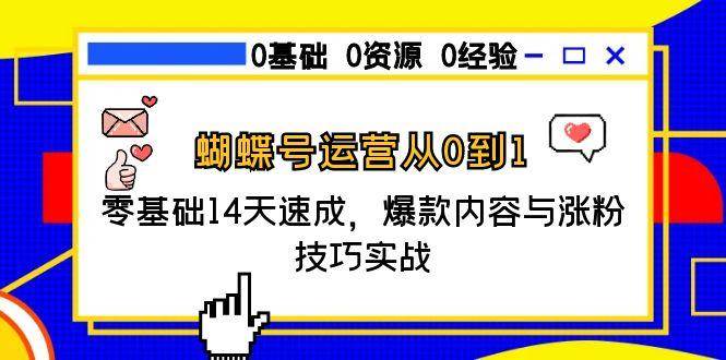（15125期）蝴蝶号运营从0到1，零基础14天速成，爆款内容与涨粉技巧实战-甄选网创