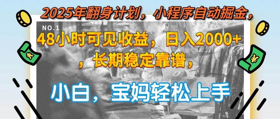 （15082期）2025年翻身计划，小程序自动掘金48小时可见收益，日入2000+，长期稳定…-甄选网创
