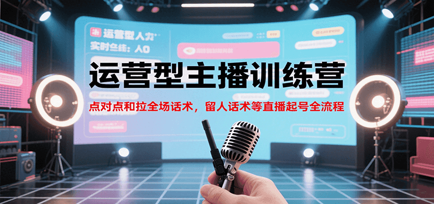 运营型主播训练营，点对点和拉全场话术，留人话术等直播起号全流程（更新8月）-甄选网创