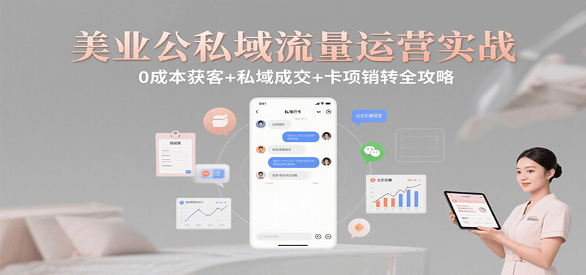 美业公私域流量运营实战：0成本获客+私域成交+卡项销转全攻略-甄选网创