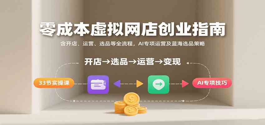 零成本虚拟网店创业指南，含开店、运营、选品等全流程， AI专项运营及蓝海选品策略-甄选网创