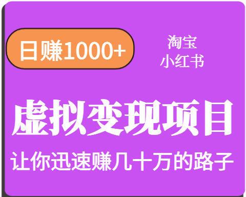 淘宝OR小红书虚拟变现，日赚1000+，多账号操作年收入几十W不等-甄选网创