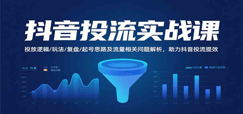 抖音投流实战课，投放逻辑/玩法/复盘/起号思路及流量相关问题解析，助力抖音投流提效-甄选网创