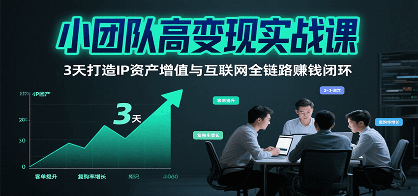小团队高变现实战课，3天打造IP资产增值与互联网全链路赚钱闭环（第二期）-甄选网创