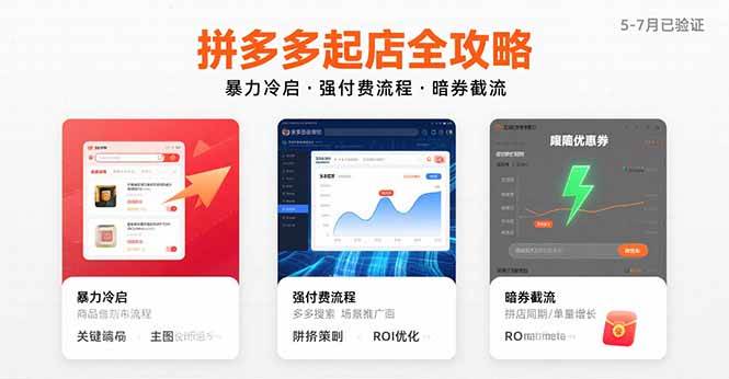 （15670期）拼多多起店全攻略，暴力冷启，强付费流程，暗券截流，5-7月已验证的方法-甄选网创