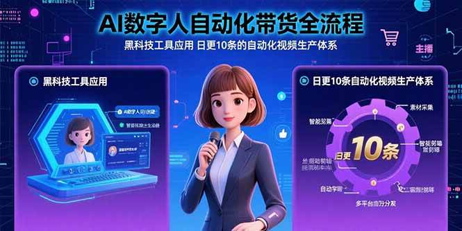 （15699期）AI数字人自动化带货全流程：黑科技工具应用 日更10条的自动化视频生产体系-甄选网创