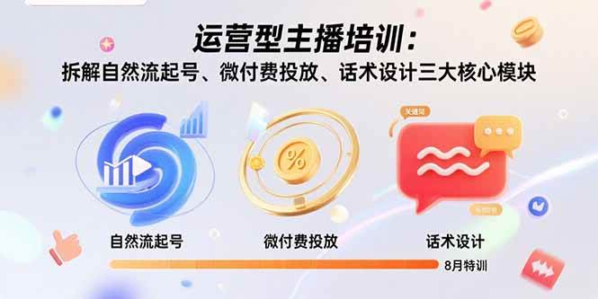 （15654期）运营型主播培训：拆解自然流起号、微付费投放、话术设计三大核心模块-8月-甄选网创