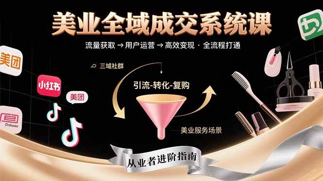 （15650期）美业全域成交系统课程：帮助美业从业者打通从流量获取到高效变现全流程-甄选网创