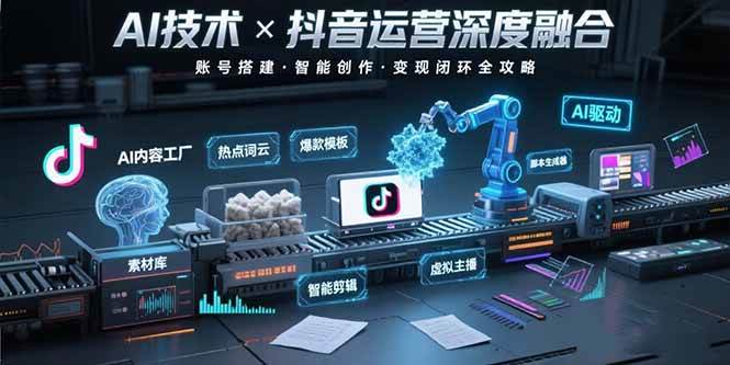 （15630期）AI技术与抖音运营的深度融合应用：涵盖账号搭建、内容创作、收益变现等-甄选网创