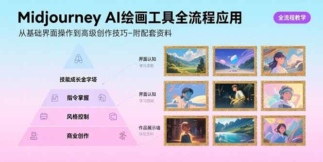 （15628期）Midjourney AI绘画工具全流程应用，从基础界面操作到高级创作-附配套资料-甄选网创