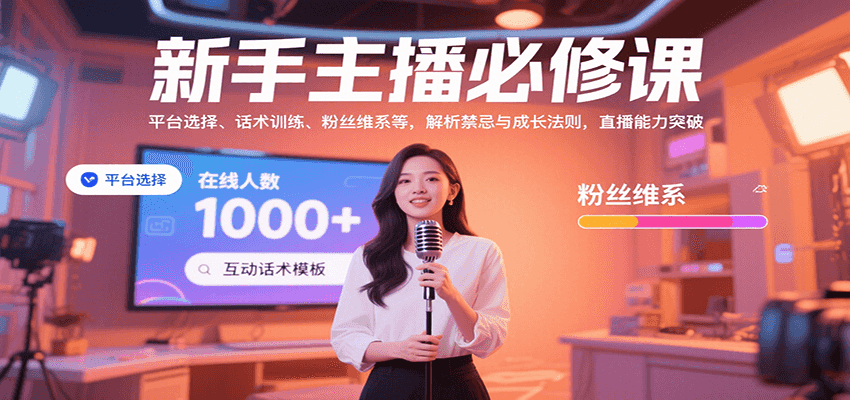 新手主播必修课：平台选择、话术训练、粉丝维系等，解析禁忌与成长法则，突破直播能力-甄选网创