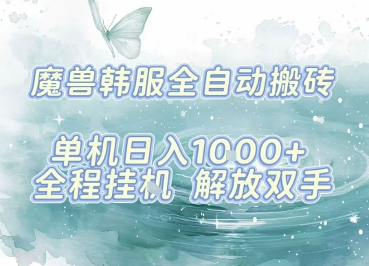 最新韩服游戏搬砖，单机日入1k+，全自动运行挂G项目，解放双手【揭秘】-甄选网创