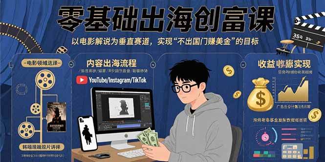 （15709期）零基础出海创富课：以电影解说为垂直赛道，实现不出国门赚美金的目标-甄选网创