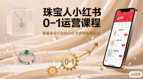 珠宝人小红书0-1运营课程，掌握珠宝行业的小红书多种账号玩法-甄选网创