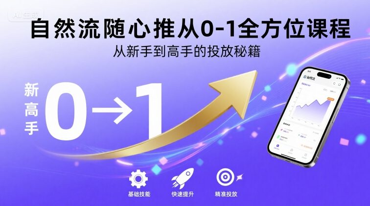 自然流随心推从0-1全方位课程，从新手到高手的投放秘籍-甄选网创