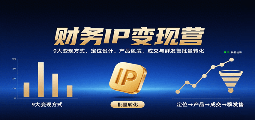 财务IP变现营：9大变现方式、定位设计、产品包装，成交与群发售批量转化-甄选网创
