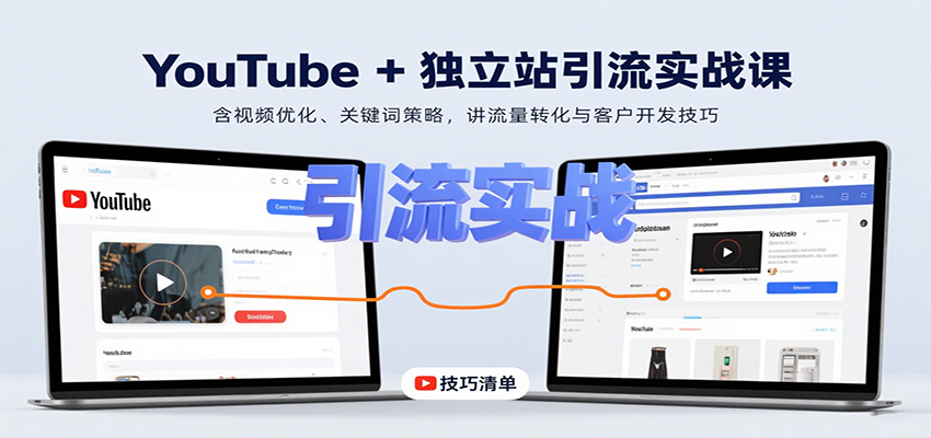 YouTube+独立站引流实战课：含视频优化、关键词策略，讲流量转化与客户开发技巧-甄选网创