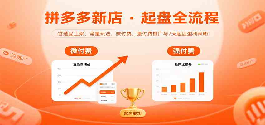 拼多多新店起盘全流程，含选品上架、流量玩法，微付费、强付费推广与7天起店盈利策略-甄选网创