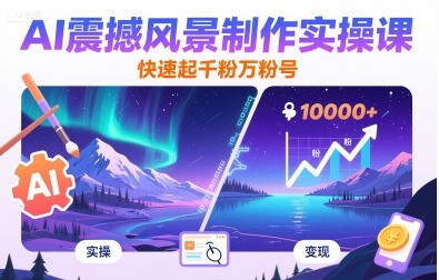 AI震撼风景制作实操课，快速起千粉万粉号-甄选网创