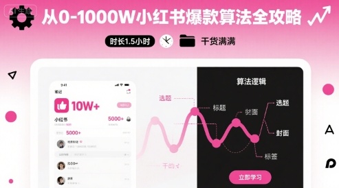 从0-1000W小红书爆款算法全攻略，时长1.5小时，干货满满-甄选网创