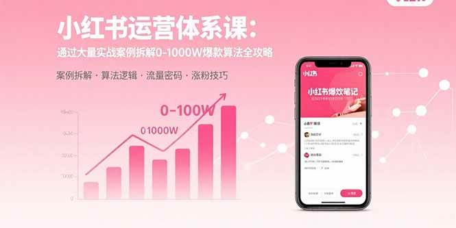 （15792期）小红书运营体系课：通过大量实战案例拆解0-1000W爆款算法全攻略-甄选网创