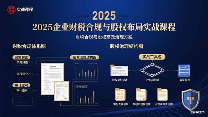 （15802期）2025企业财税合规与股权布局的实战课程：财税合规与股权高效治理方案-甄选网创