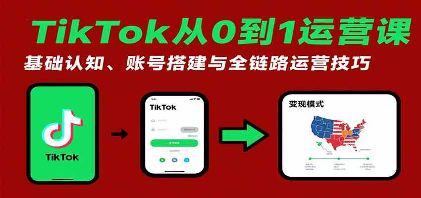 TikTok从0到1运营课：基础认知、账号搭建与全链路运营技巧-甄选网创