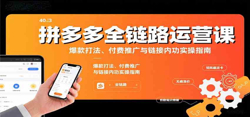 拼多多全链路运营课，爆款打法、付费推广与链接内功实操指南-甄选网创