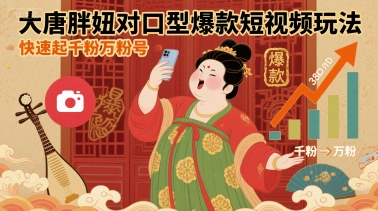 大唐胖妞对口型爆款短视频玩法，快速起千粉万粉号-甄选网创
