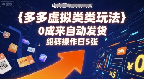 多多虚拟类目玩法，0成本全自动发货，矩阵操作日5张-甄选网创
