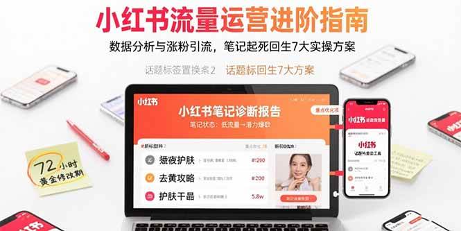 （15827期）小红书流量运营进阶指南，数据分析与涨粉引流，笔记起死回生7大实操方案-甄选网创