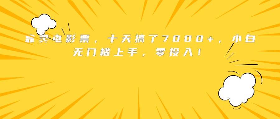 （15821期）靠卖电影票，十天搞了7000+，小白无门槛上手，零投入！-甄选网创