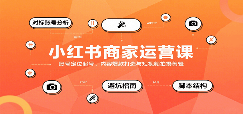 小红书商家运营课，账号定位起号、内容爆款打造与短视频拍摄剪辑-甄选网创